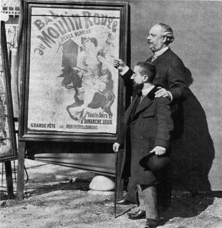 Mr Tremolada, Moulin-Rouge manager shows Toulouse-Lautrec a poster of Jules Cheret, the father of th Mr Tremolada, Moulin-Rouge manager shows Toulouse-Lautrec a poster of Jules Cheret, the father of th