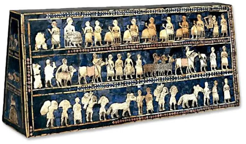 Штандарт из Ура. Ок. 2600−2400 до н.э. Британский музей. Источник изображения: pinterest.com Штандарт из Ура. Ок. 2600−2400 до н.э. Британский музей. Источник изображения: pinterest.com