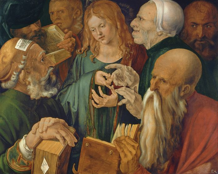 "Christ among the Doctors" was also painted in Venice in 1506, as a "Feast of the Rose". Its most an "Christ among the Doctors" was also painted in Venice in 1506, as a "Feast of the Rose". Its most an