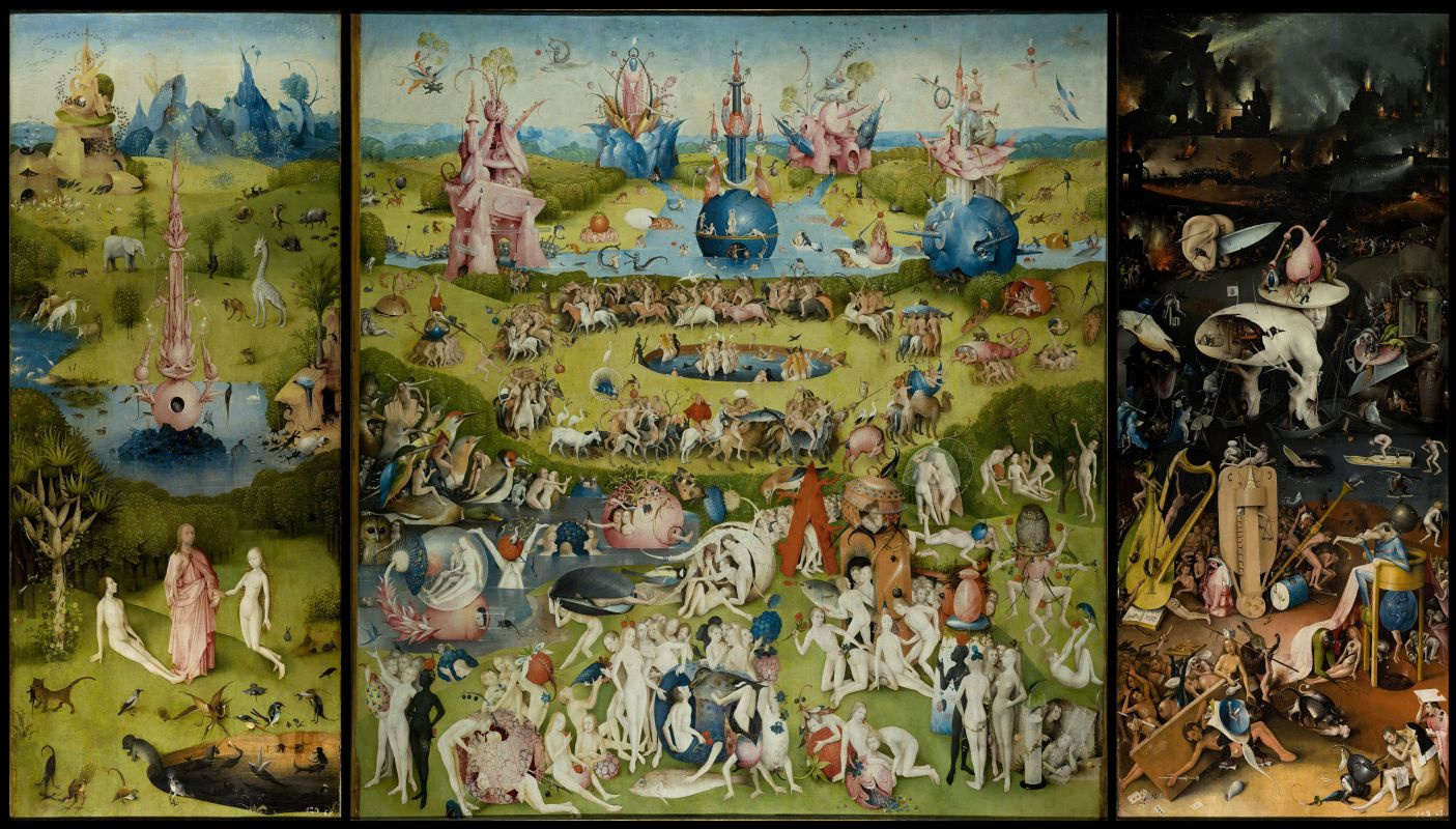 The Garden of Earthly Delights
Hieronymus Bosch
1500-s, 220×390 cm The Garden of Earthly Delights
Hieronymus Bosch
1500-s, 220×390 cm