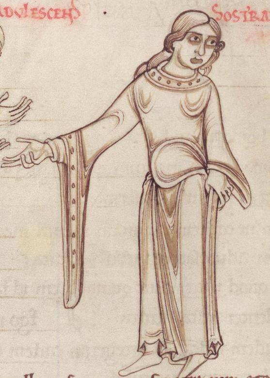 Woman in bliaud on a medieval miniature