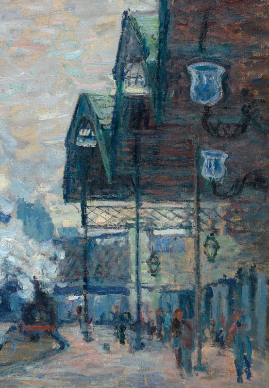 In La Gare Saint-Lazare, Vue extérieure, Monet has moved outside the covered interior area of the Ga In La Gare Saint-Lazare, Vue extérieure, Monet has moved outside the covered interior area of the Ga