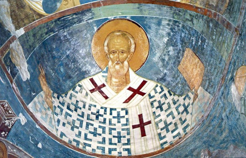 Динисий «Святой Николай», 1502. Роспись купола собора Рождества Богородицы в Ферапонтовом монастыре, Динисий «Святой Николай», 1502. Роспись купола собора Рождества Богородицы в Ферапонтовом монастыре,