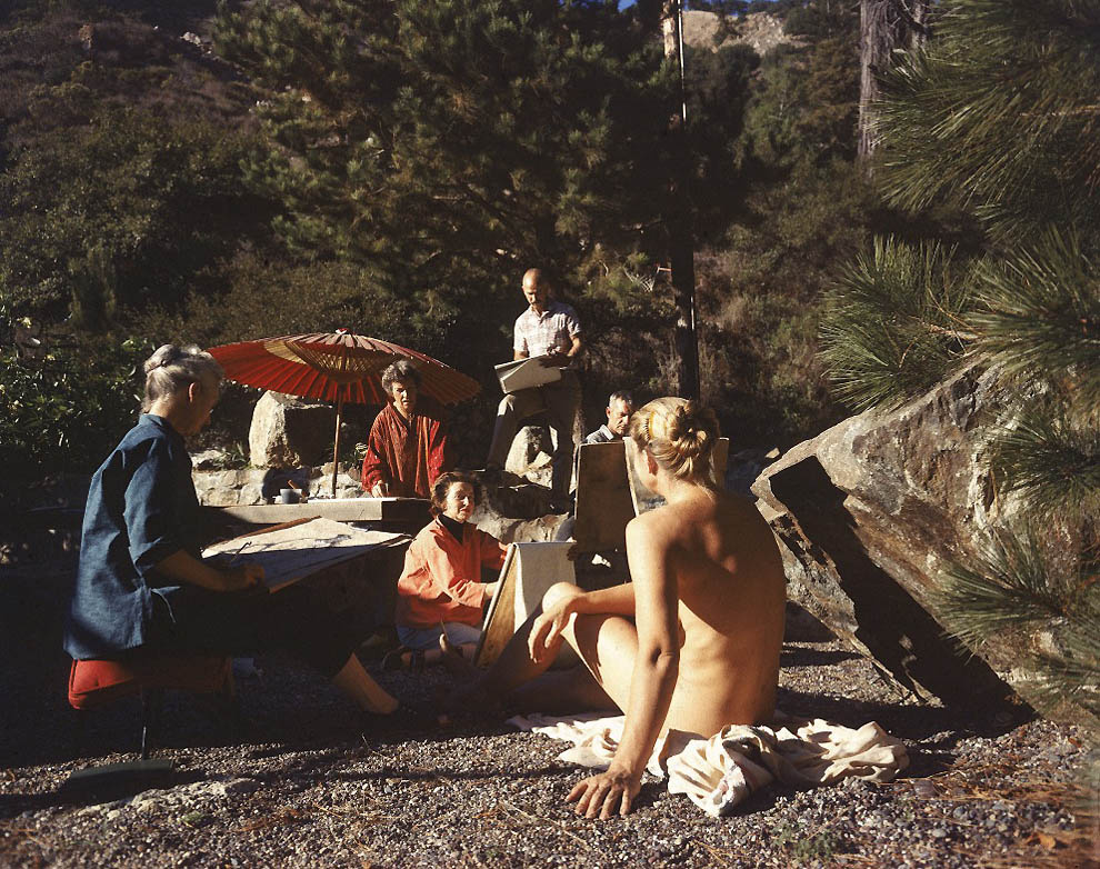 Artists paint from life. California, 1959 Artists paint from life. California, 1959