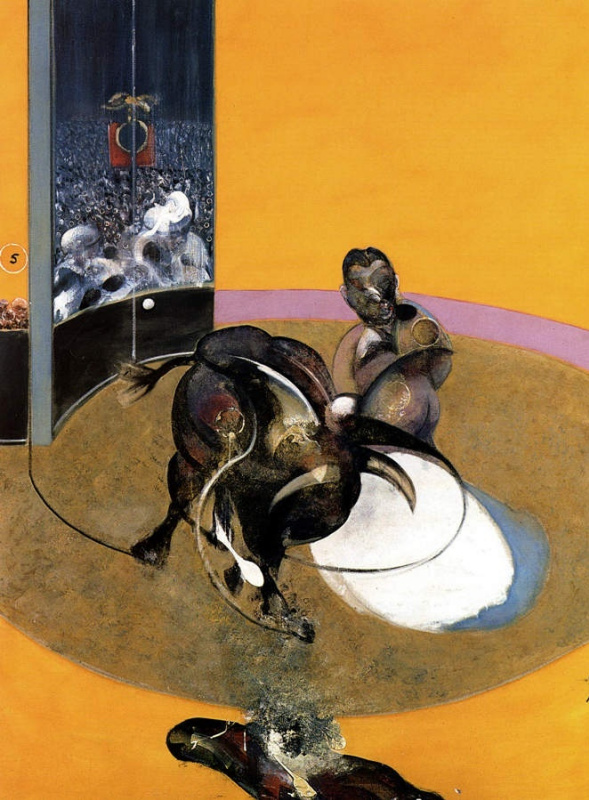 Одна из трех версий картины Фрэнсиса Бэкона (Francis Bacon) «Обучение бою с быком» («Study for Bullf Одна из трех версий картины Фрэнсиса Бэкона (Francis Bacon) «Обучение бою с быком» («Study for Bullf