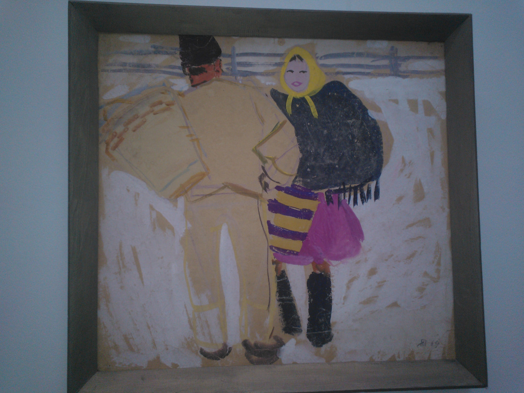 Т. Яблонская «Двое», 1964 год, бумага на картоне, темпера, собрание семьи художницы Т. Яблонская «Двое», 1964 год, бумага на картоне, темпера, собрание семьи художницы