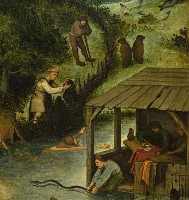 Almost on the horizon, a man craps on the gallows, showing that he is not afraid of any consequences Almost on the horizon, a man craps on the gallows, showing that he is not afraid of any consequences