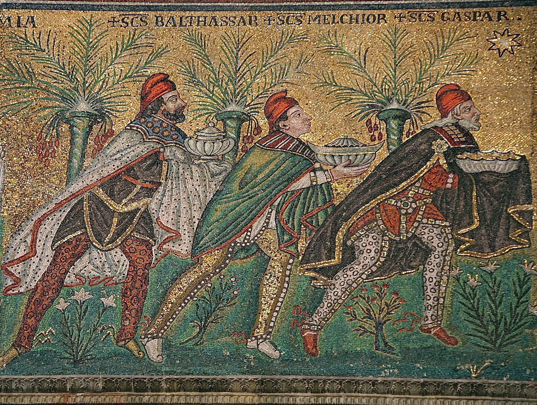 Мозаика в Сант-Аполлинаре-Нуово, Равенна, VI век. Мозаика в Сант-Аполлинаре-Нуово, Равенна, VI век.