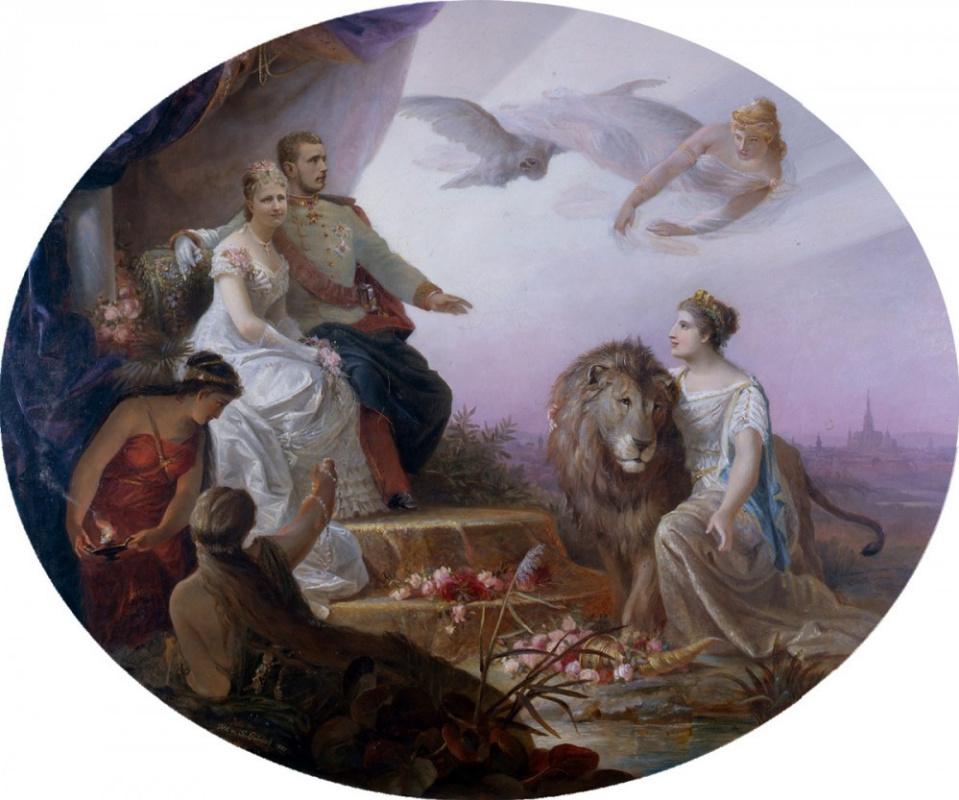 Sophie and Marie Görlich. Allegory on the betrothal of Crown Prince Rudolf and Stephanie of Belgium,