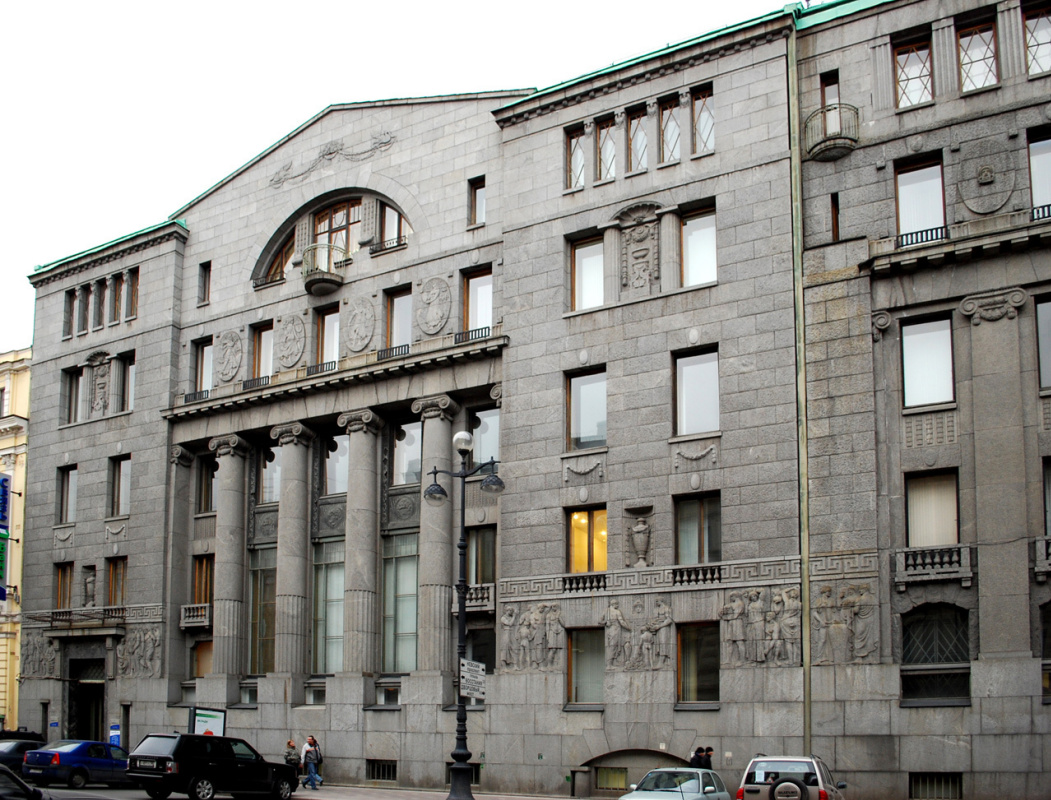 F. Lidval. The Azov-Don Commercial Bank Building in St. Petersburg, 1908−1909
Source of the image: w F. Lidval. The Azov-Don Commercial Bank Building in St. Petersburg, 1908−1909
Source of the image: w