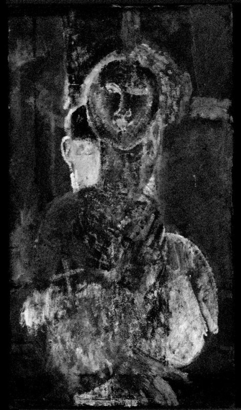 Рентгеновский флуоресцентный снимок показал вуаль из свинцовых белил на которой Модильяни написал бю