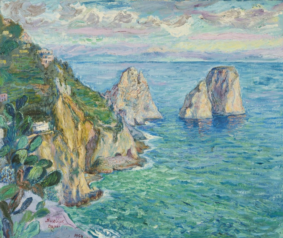 Давид Бурлюк. «Капри», 1954. Холст, масло, 63.5×76.3 см. Из коллекции галереи АБА Давид Бурлюк. «Капри», 1954. Холст, масло, 63.5×76.3 см. Из коллекции галереи АБА