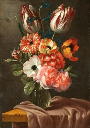Мишель де Бульон. «Натюрморт с цветами в стеклянной вазе». 1654. Дерево, масло Мишель де Бульон. «Натюрморт с цветами в стеклянной вазе». 1654. Дерево, масло