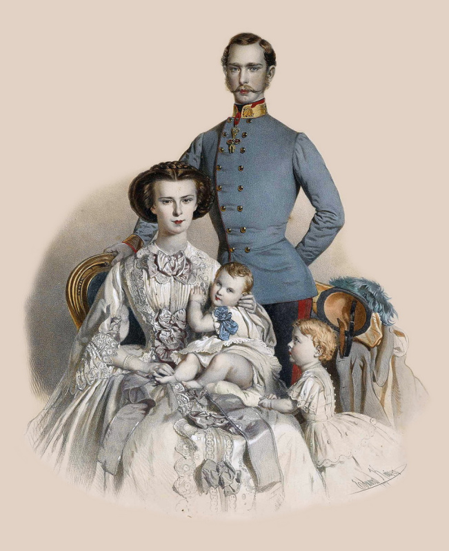 Franz Joseph I and Elizabeth of Austria with their children Gisela and Rudolph