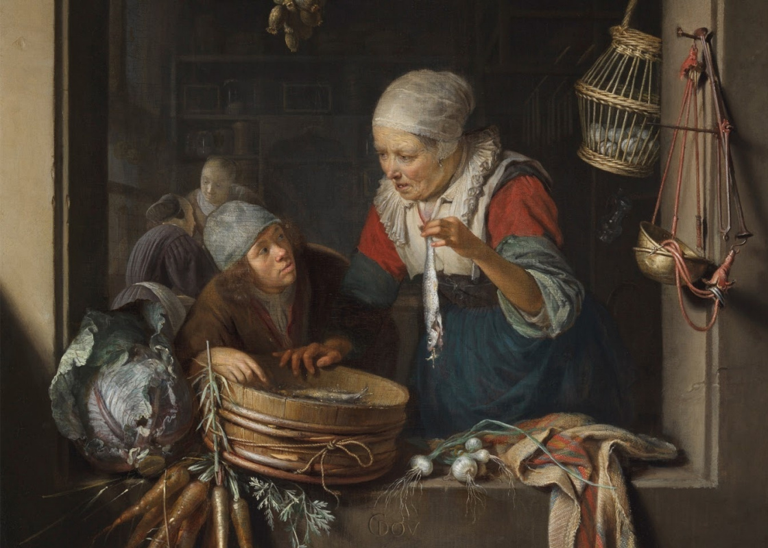 Gerrit Dou, detail of Herring Seller and Boy, ca. 1664. Gerrit Dou, detail of Herring Seller and Boy, ca. 1664.