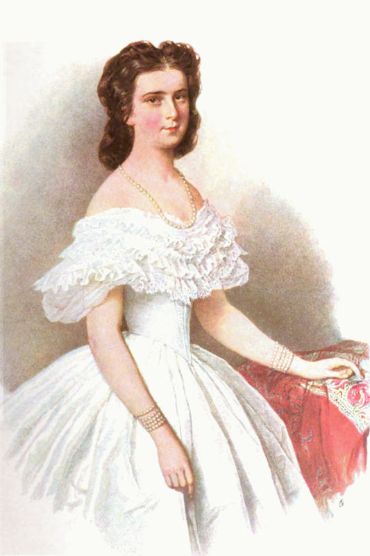 Josef Kriehuber. Empress Elisabeth, 1865. Blue pencil, watercolour