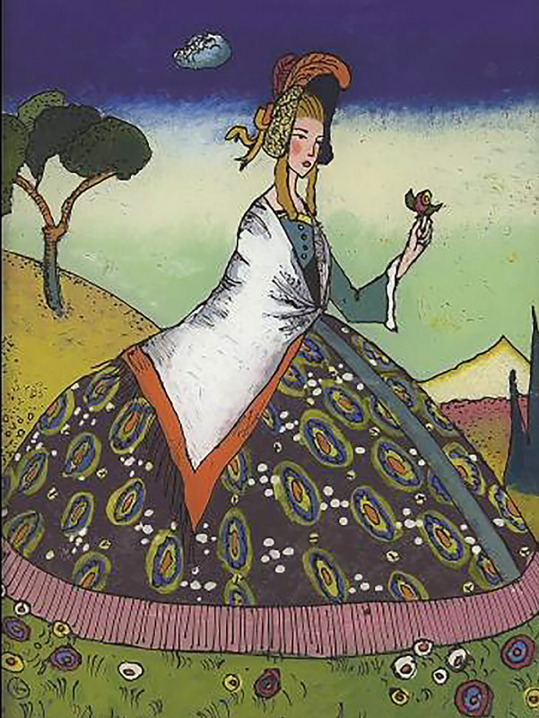 Василий Кандинский. «Дама с цветком» (1917). Стекло, масло. Коллекция Национального музея искусств А Василий Кандинский. «Дама с цветком» (1917). Стекло, масло. Коллекция Национального музея искусств А