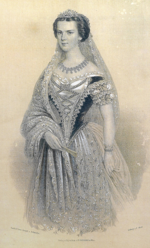 Lithograph by Friedrich Wolf. Empress Elizabeth, 1855