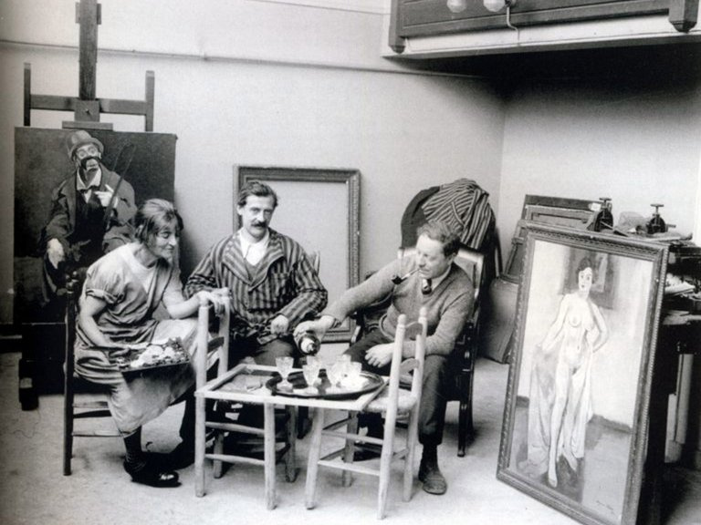 Suzanne Valadon, Maurice Utrillo, André Utter in the studio on Avenue Junot. 1926 Suzanne Valadon, Maurice Utrillo, André Utter in the studio on Avenue Junot. 1926