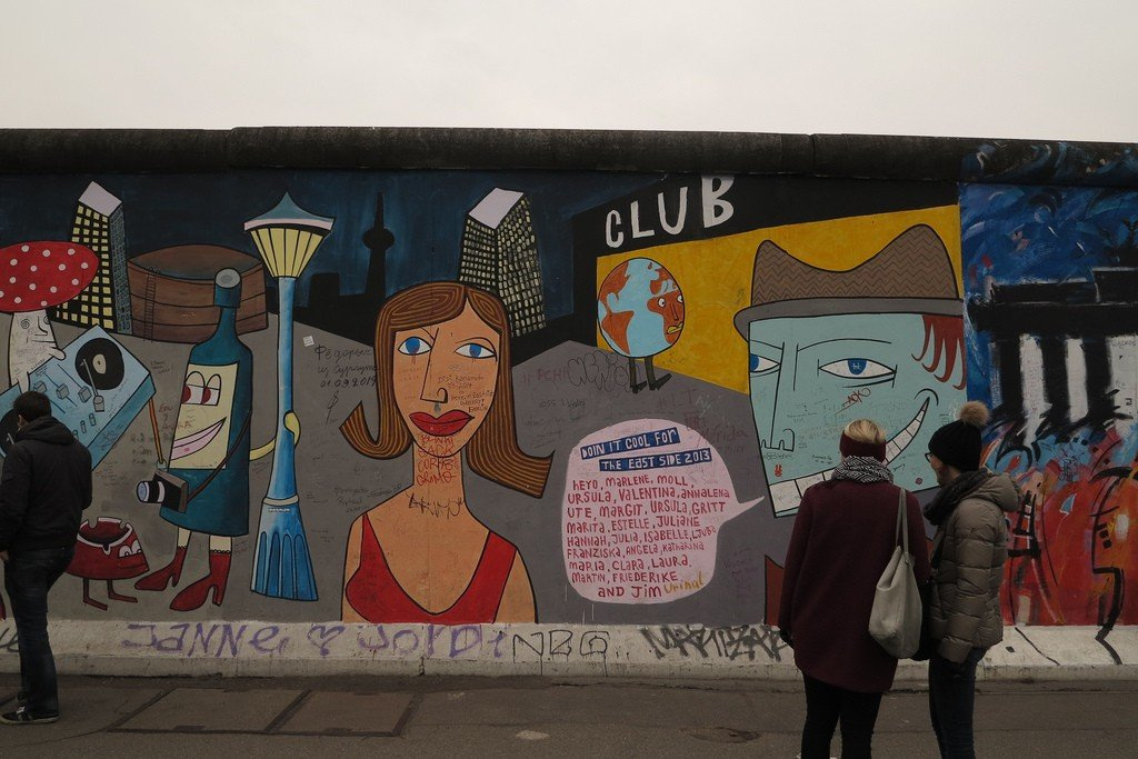 The most famous one of 106 paintings of the Berlin Wall is a fresco created by Dmitry Vrubel, which 