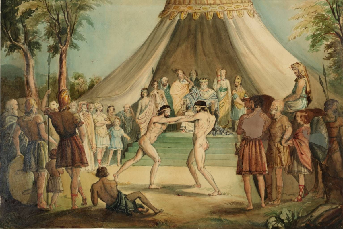 John Everett Millais. The Wrestlers (1840/1841). The author of the painting was about 11 years old. John Everett Millais. The Wrestlers (1840/1841). The author of the painting was about 11 years old.
