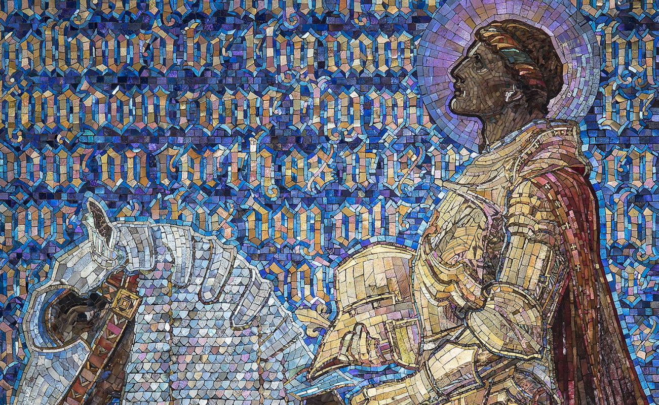 Мозаичное панно «Молитва Солдата-Христианина», деталь, 1919 год. Стулия Тиффани. Дизайнер — Frederic Мозаичное панно «Молитва Солдата-Христианина», деталь, 1919 год. Стулия Тиффани. Дизайнер — Frederic
