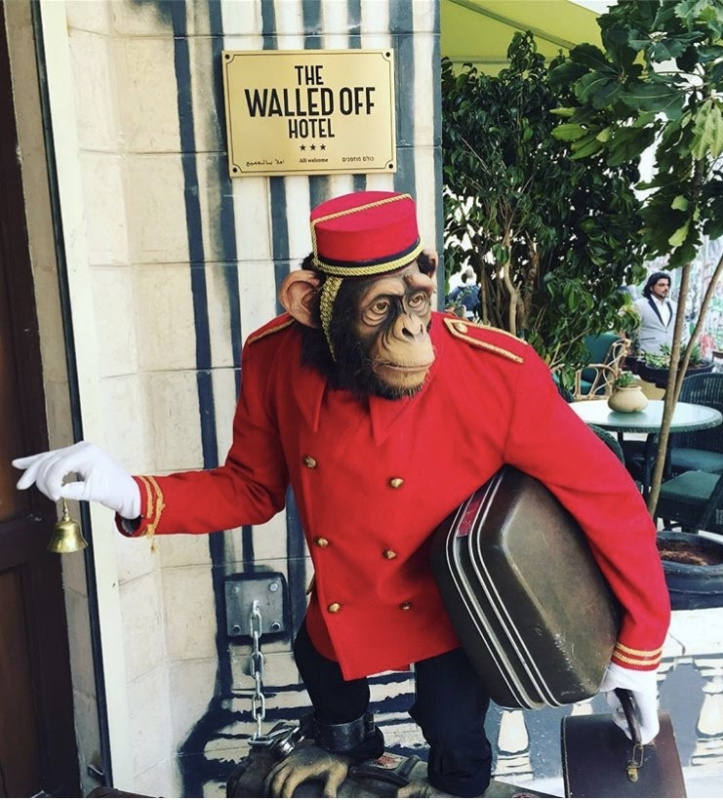 The street artist was not present at the opening, but walls in the hotel rooms are decorated with do The street artist was not present at the opening, but walls in the hotel rooms are decorated with do
