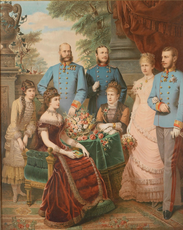 Emperor Franz Joseph I, Empress Elizabeth, Crown Prince Rudolph with his wife Crown Princess Stephan