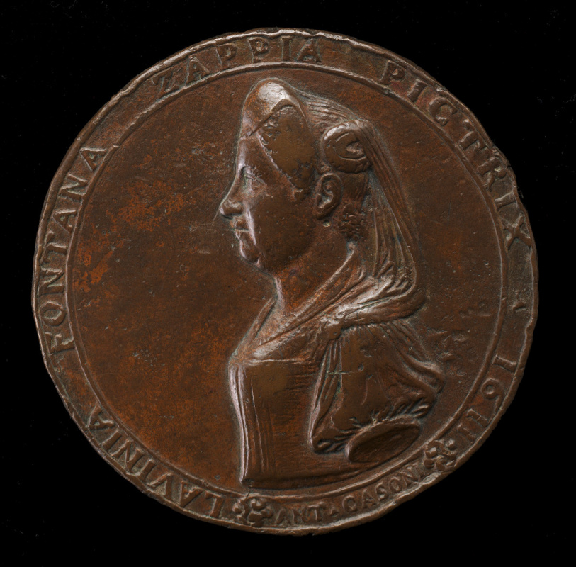 A portrait medallion of Lavinia Fontana’s image cast by sculptor Felice Antonio Casoni in 1611. The A portrait medallion of Lavinia Fontana’s image cast by sculptor Felice Antonio Casoni in 1611. The