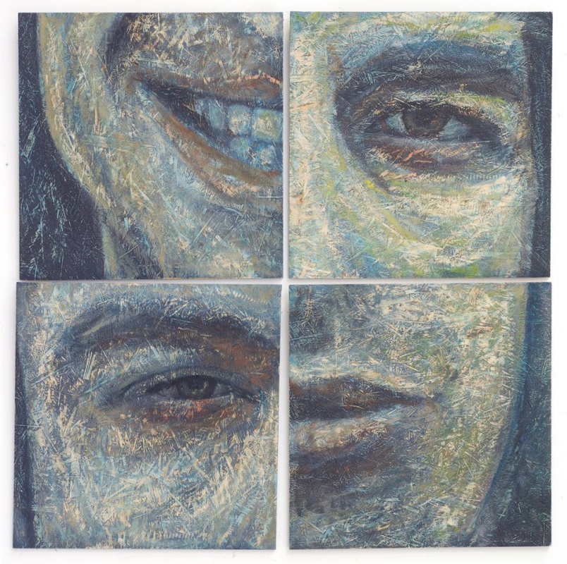 Виктор Хоменко. ФЕЙСМОДУЛЬ. Первый комплект. 125×125, деревополимерная плита, левкас, масло. Виктор Хоменко. ФЕЙСМОДУЛЬ. Первый комплект. 125×125, деревополимерная плита, левкас, масло.