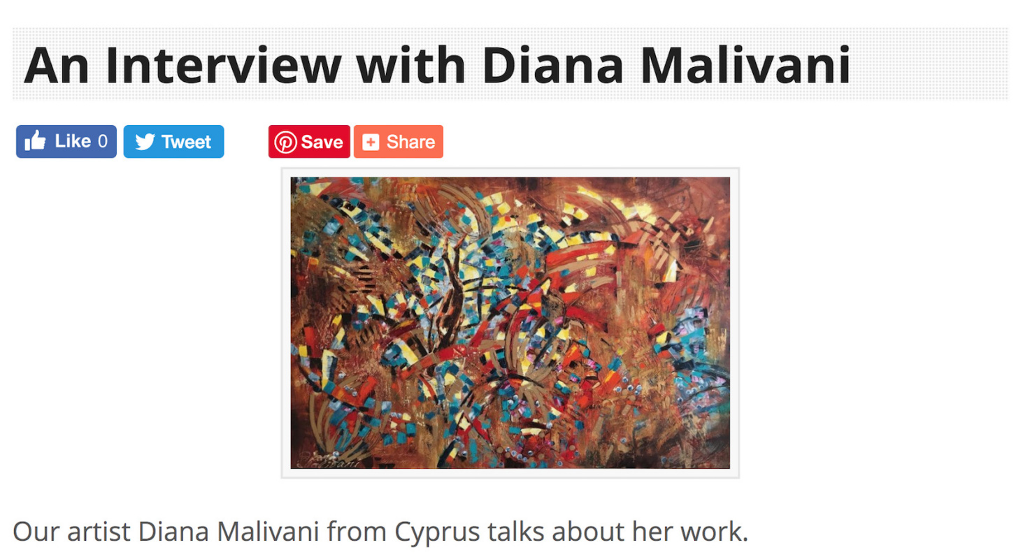 Artists Info - Global Artist Guide, London, United Kingdom - «An Interview with Diana Malivani», April 1, 2019