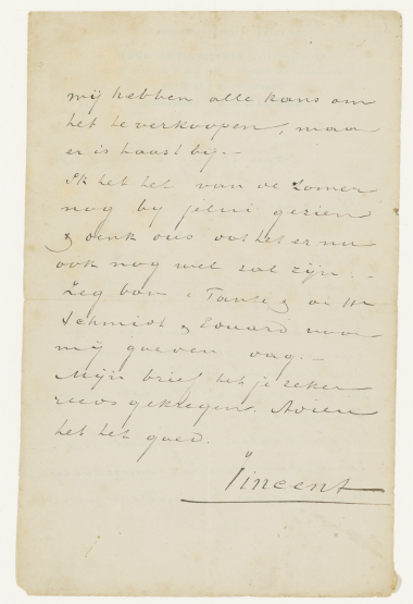 Vincent van Gogh. Letter from Vincent to his brother Theo. March 24, 1873, the Second part