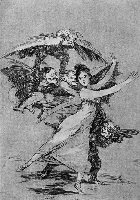 Francisco Goya. A series of "Caprichos", page 72: You won't escape