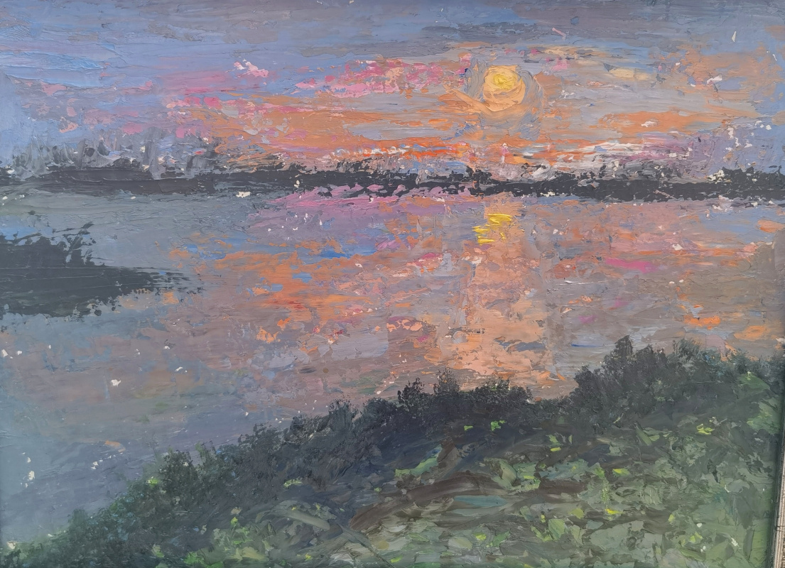 Svetlana Kutuzova. Sunset on the Volga. Plener.