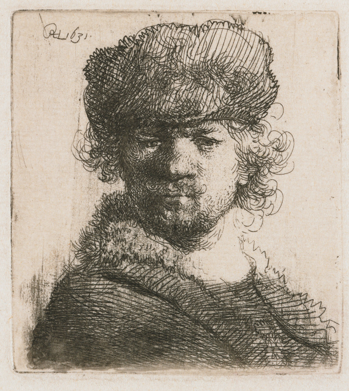 Rembrandt Harmenszoon van Rijn. Self-portrait in a round fur cap