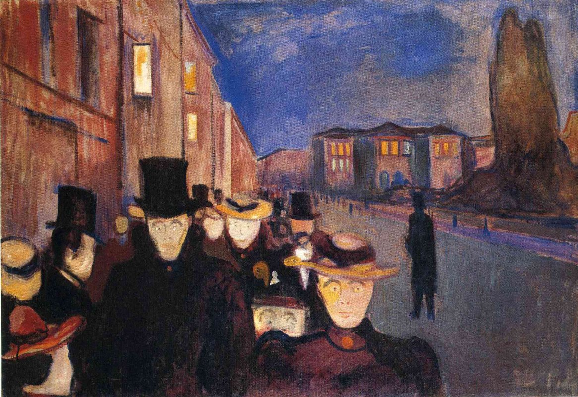 Edward Munch. Evening on the street of Karl John