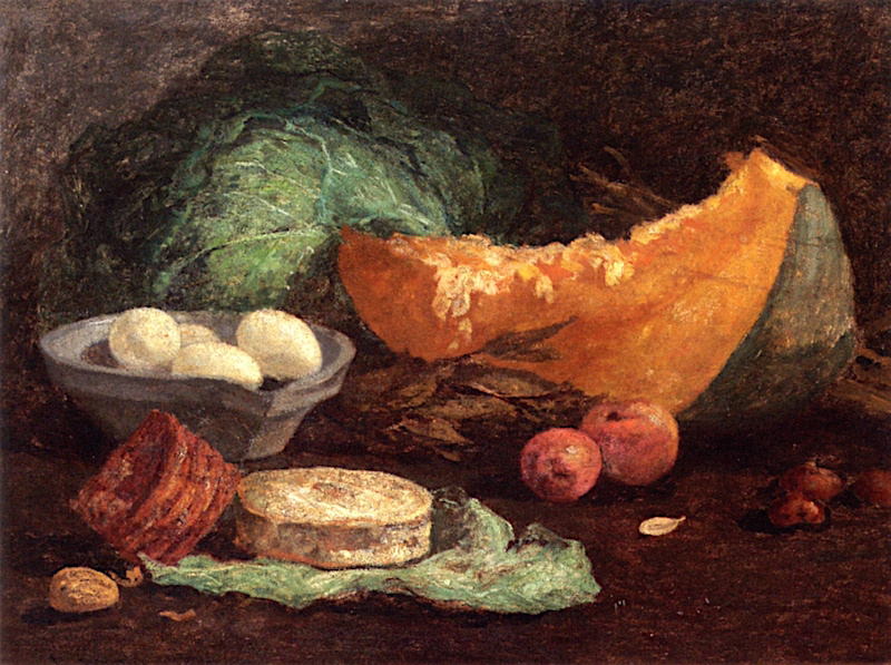 Eugene Boudin. Still life with eggs and pumpkin