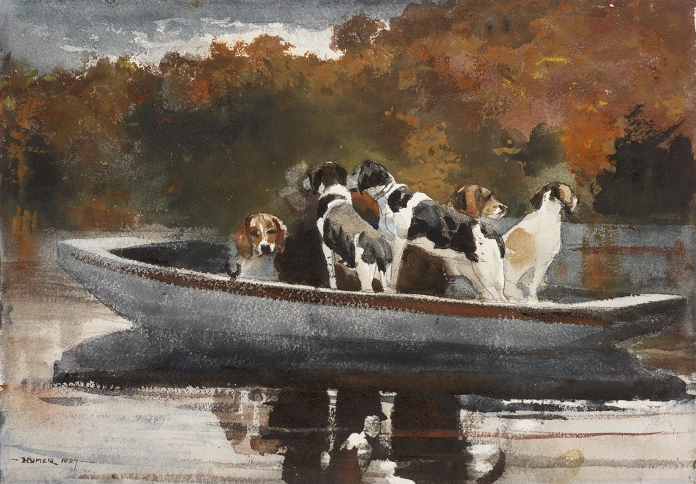 Winslow Homer. Dogs in a boat