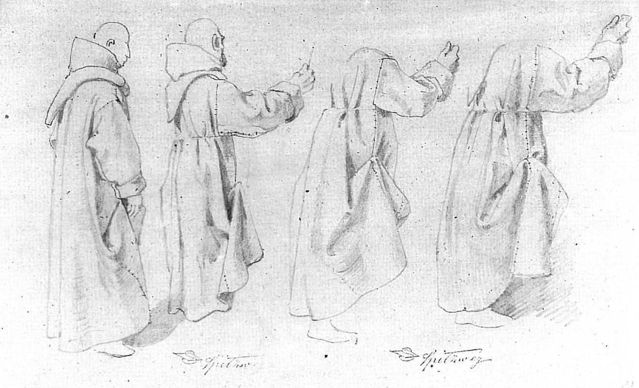 Karl Spitzweg. A sketch of the figure of a monk