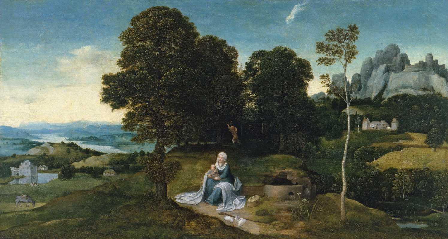 Joachim Patinir. Landscape with the rest on the flight into Egypt