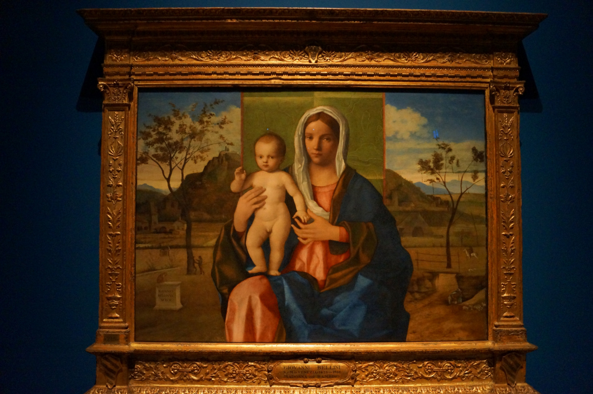 Madonna and Child (Madonna Brera). A fragment of the landscape