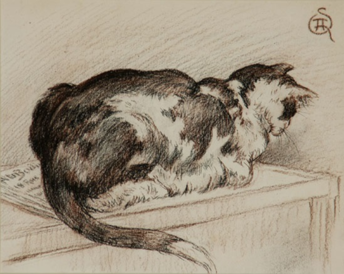 Theophile-Alexander Steinlen. A cat, resting on the newspaper