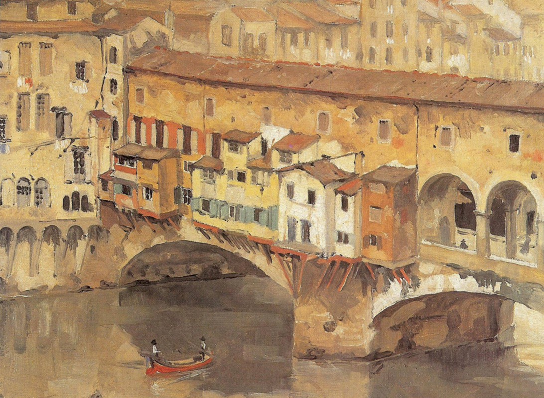 Anton Pieck. Bridge in Florence, Italy