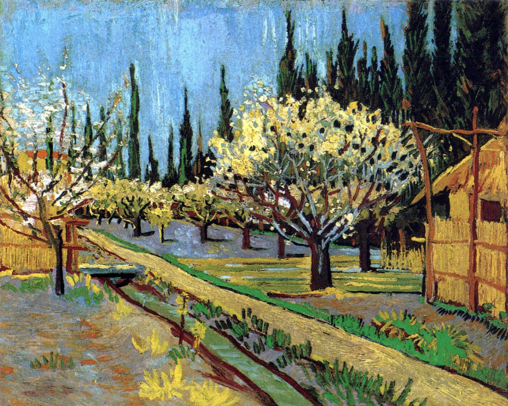 Vincent van Gogh. Orchard surrounded by cypresses