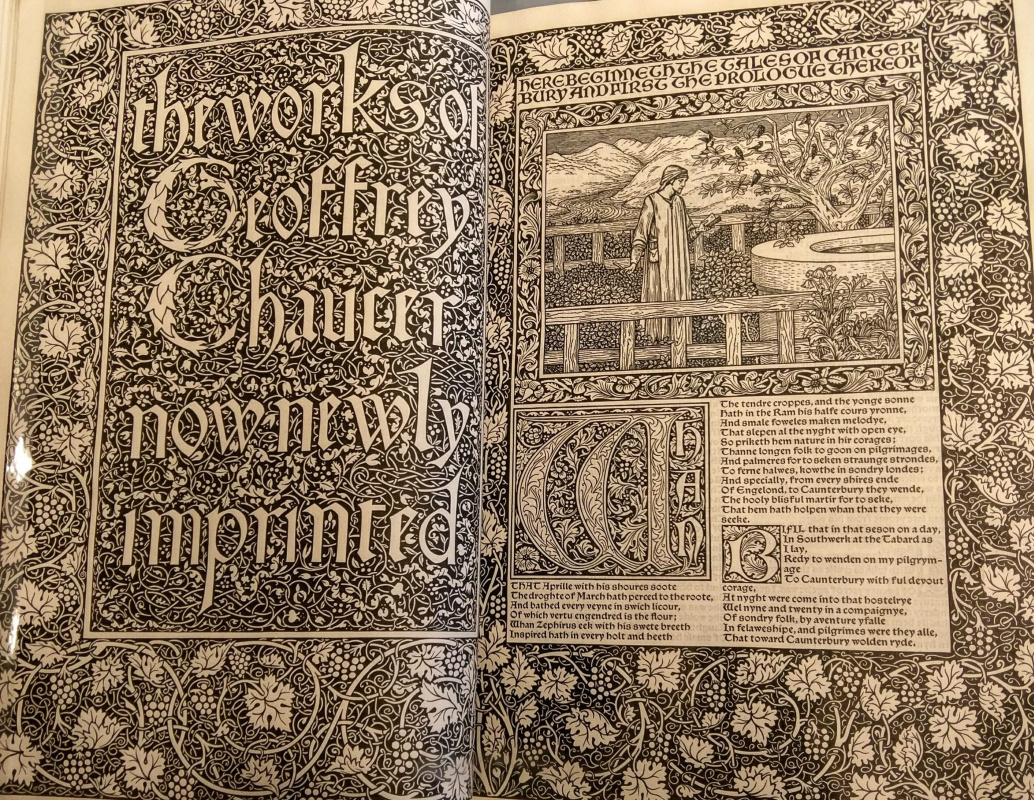 William Morris. Kelmscott-press. Design for the collection of Jeffrey Chaucer