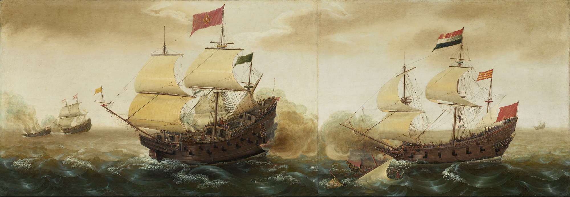 Корнелис Вербеек. Морской бой между голландскими и испанскими военными кораблями