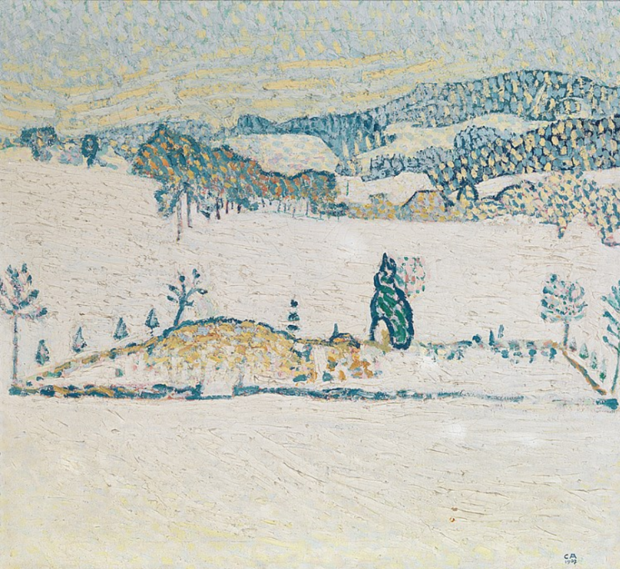 Cuno Amiet. Winter landscape with snowfall