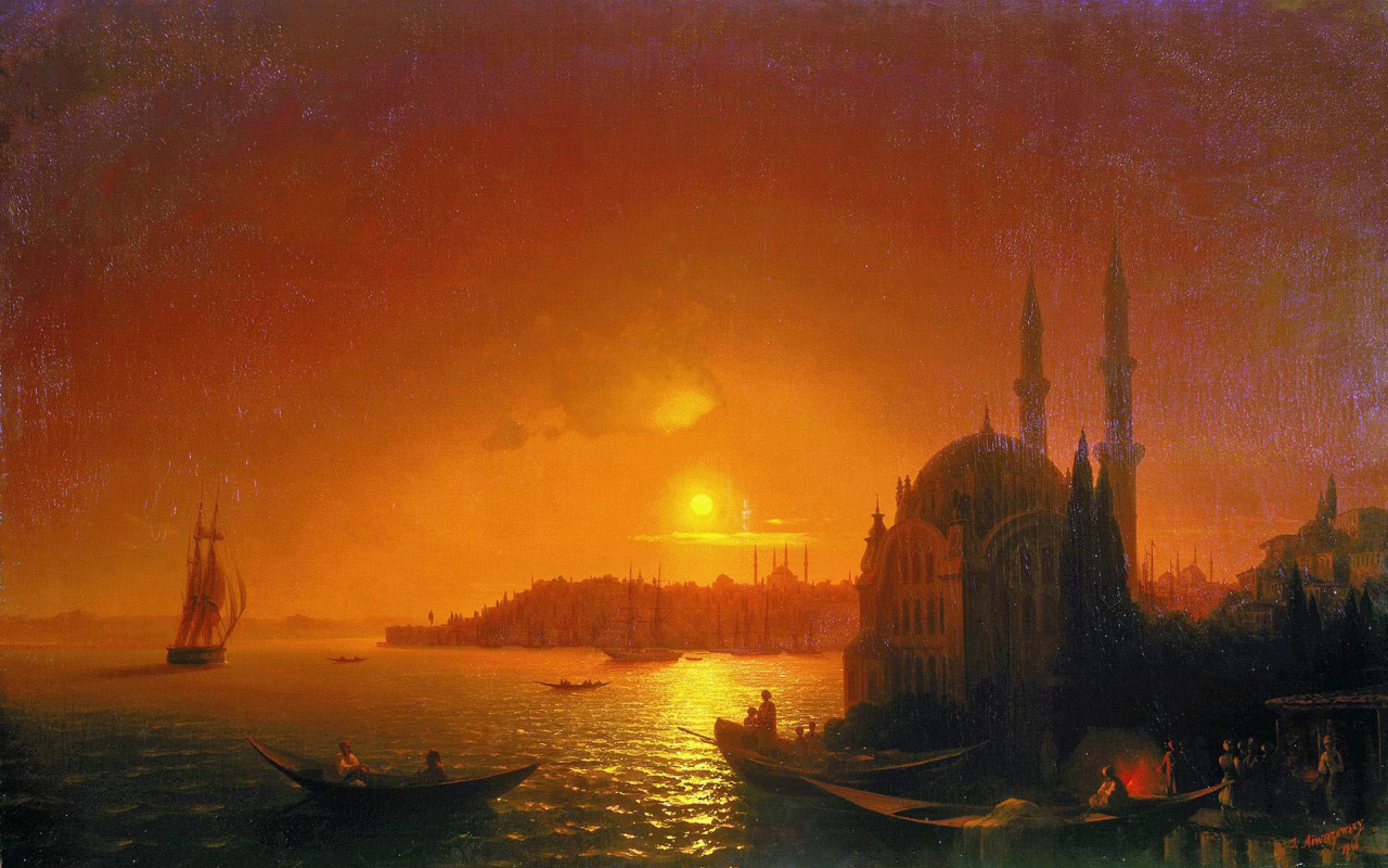 Ivan Aivazovsky. Veduta di Costantinopoli con il chiaro di luna