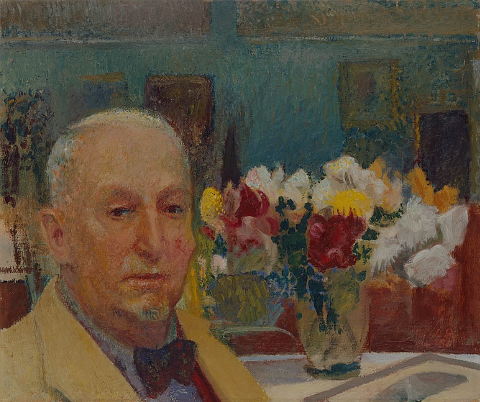 Cuno Amiet. Self-portrait with a bouquet of flowers in a vase