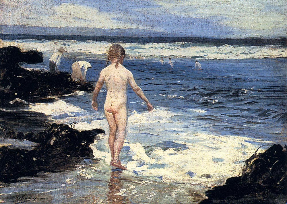 Description of the artwork "Swimming in the sea" .